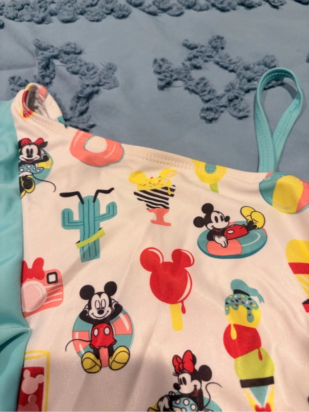 Disney Mickey & Minnie One Shoulder Swimsuit Girls Size 5/6 Summer Beach
